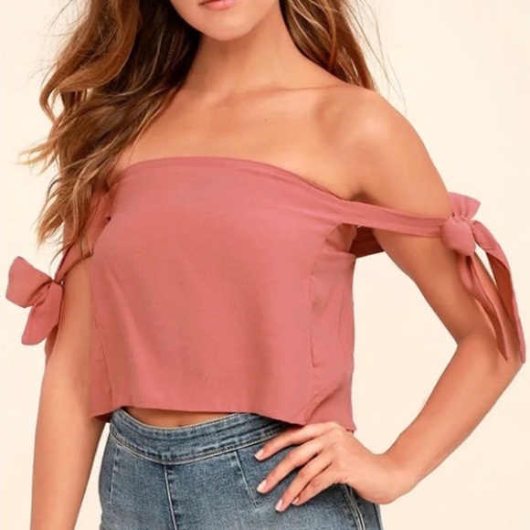 Lulus Tops - Lulus that's the ticket dusty rose Pink Flowy crop Top tie Shoulder sz small